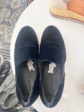 Vince Navy Velvet Slip-On Loafers